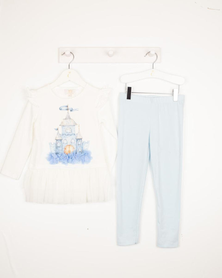 Caramelo Kids *Diamante Castle Leggings Set - 011477 - Sky Blue