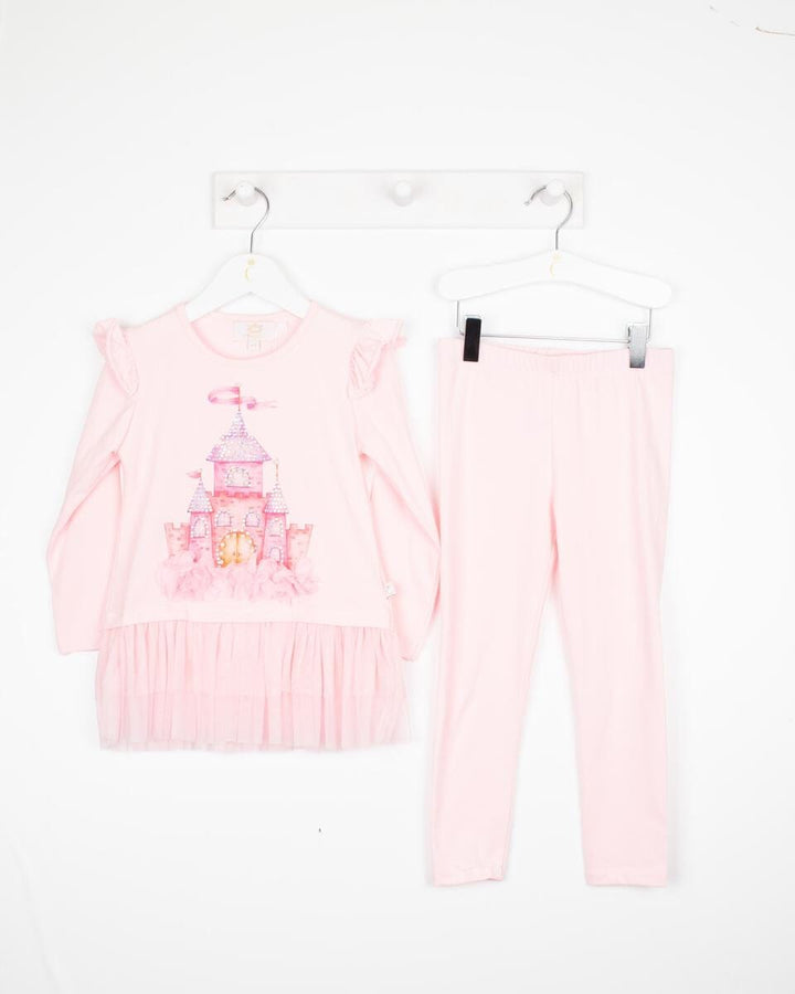 Caramelo Kids Diamonte Castle Leggings Set - 011477 - Pink