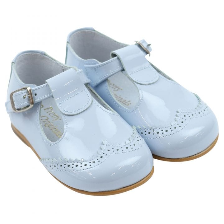 Pretty Originals Boys Pale Blue Patent T-Bar Shoes - UE22101H