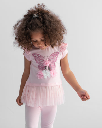 Caramelo Kids Pink Butterfly Legging Set - Style number: 011444A