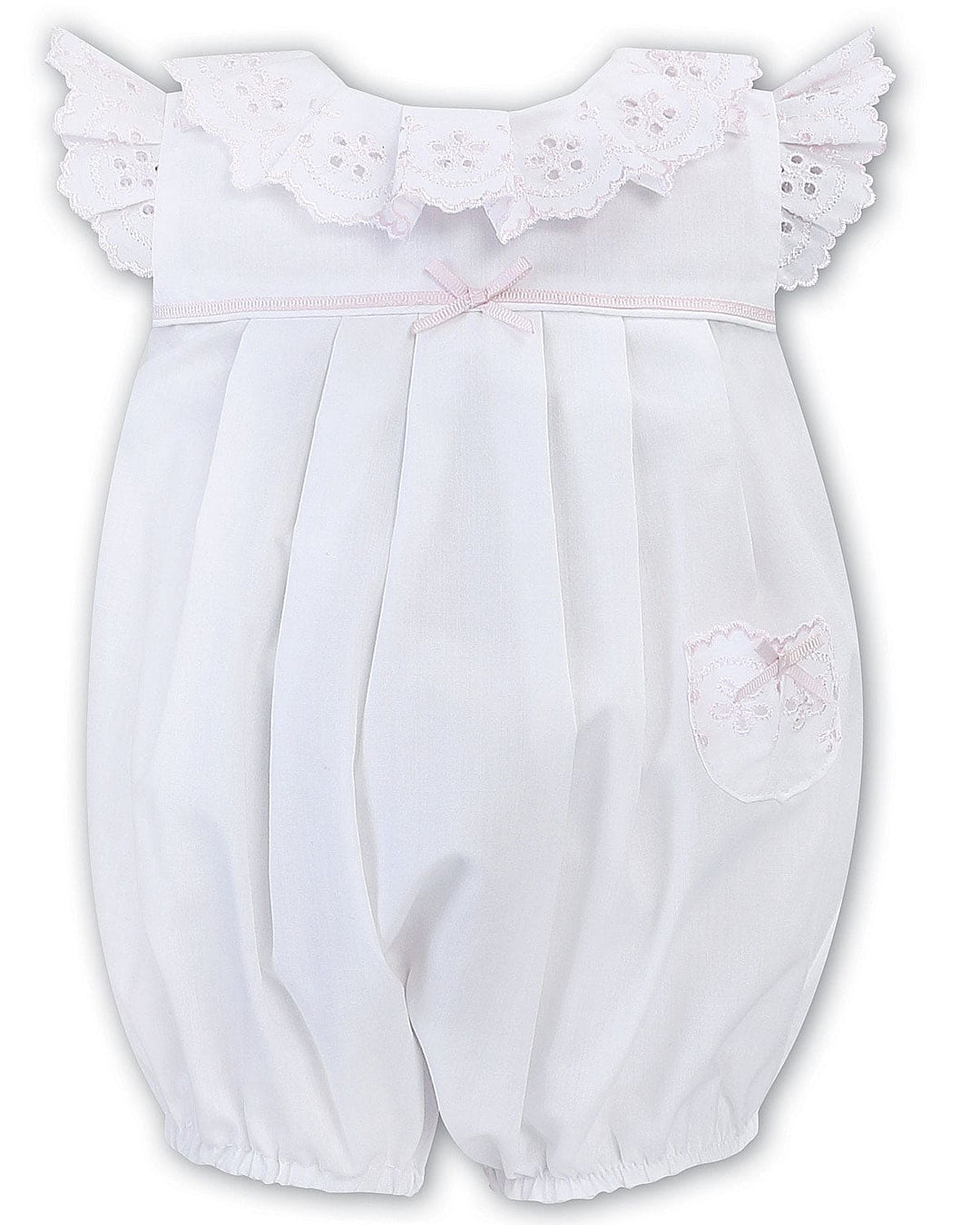 SARAH LOUISE BABY GIRLS PINK & WHITE BUBBLE ROMPER