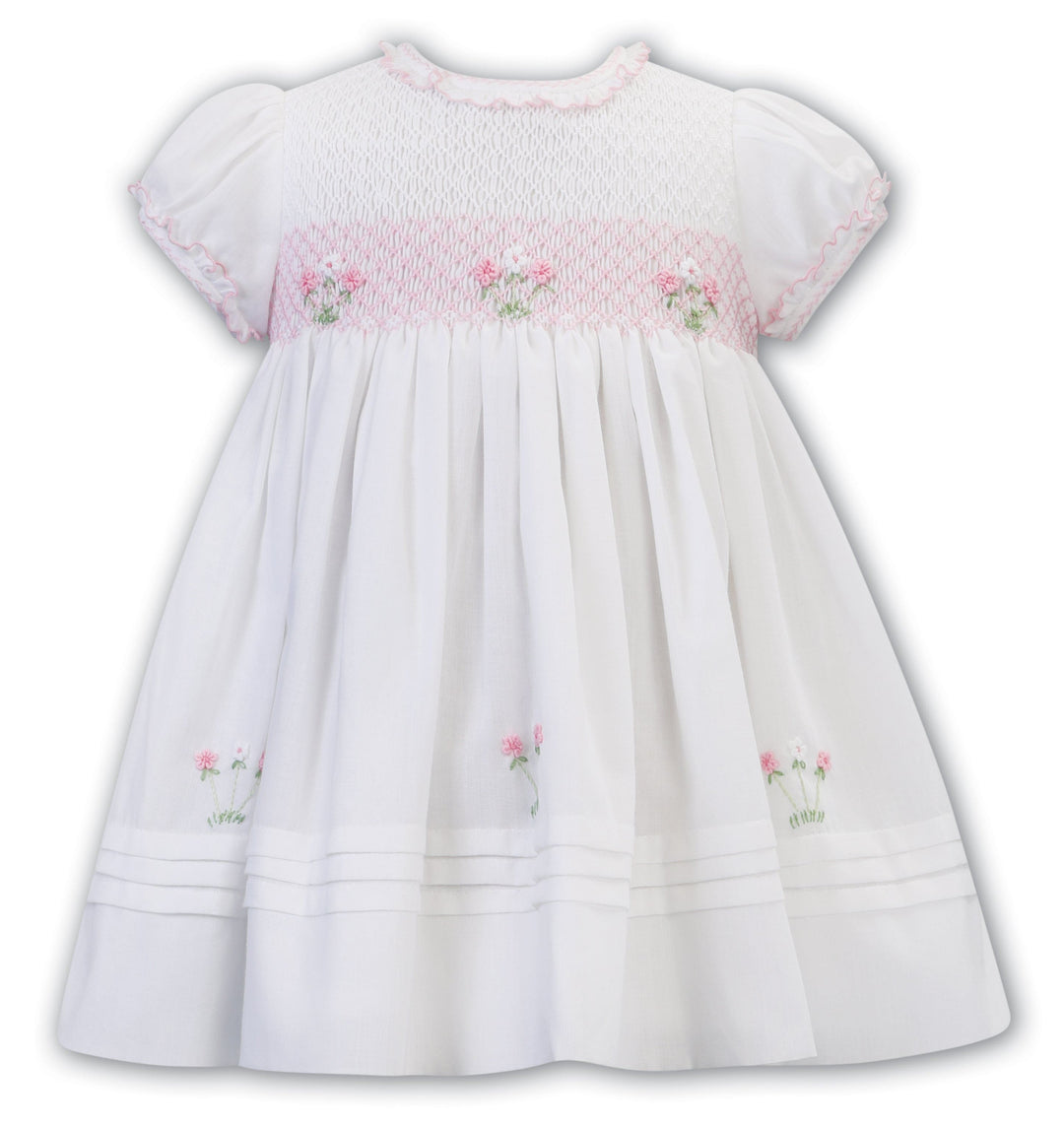 Sarah Louise White & Pink Smocked Dress - 012608