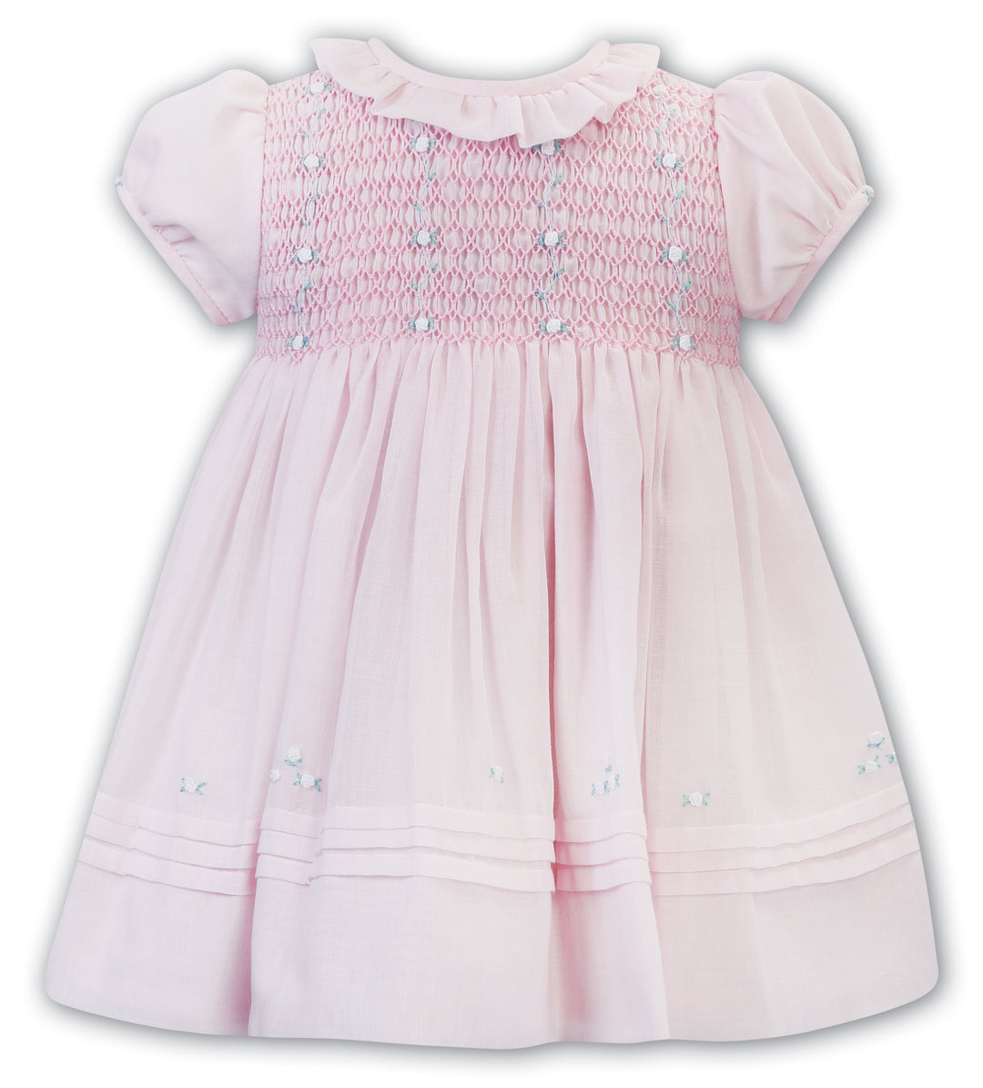 Sarah Louise Pink, White & Mint Smocked Dress - 012613