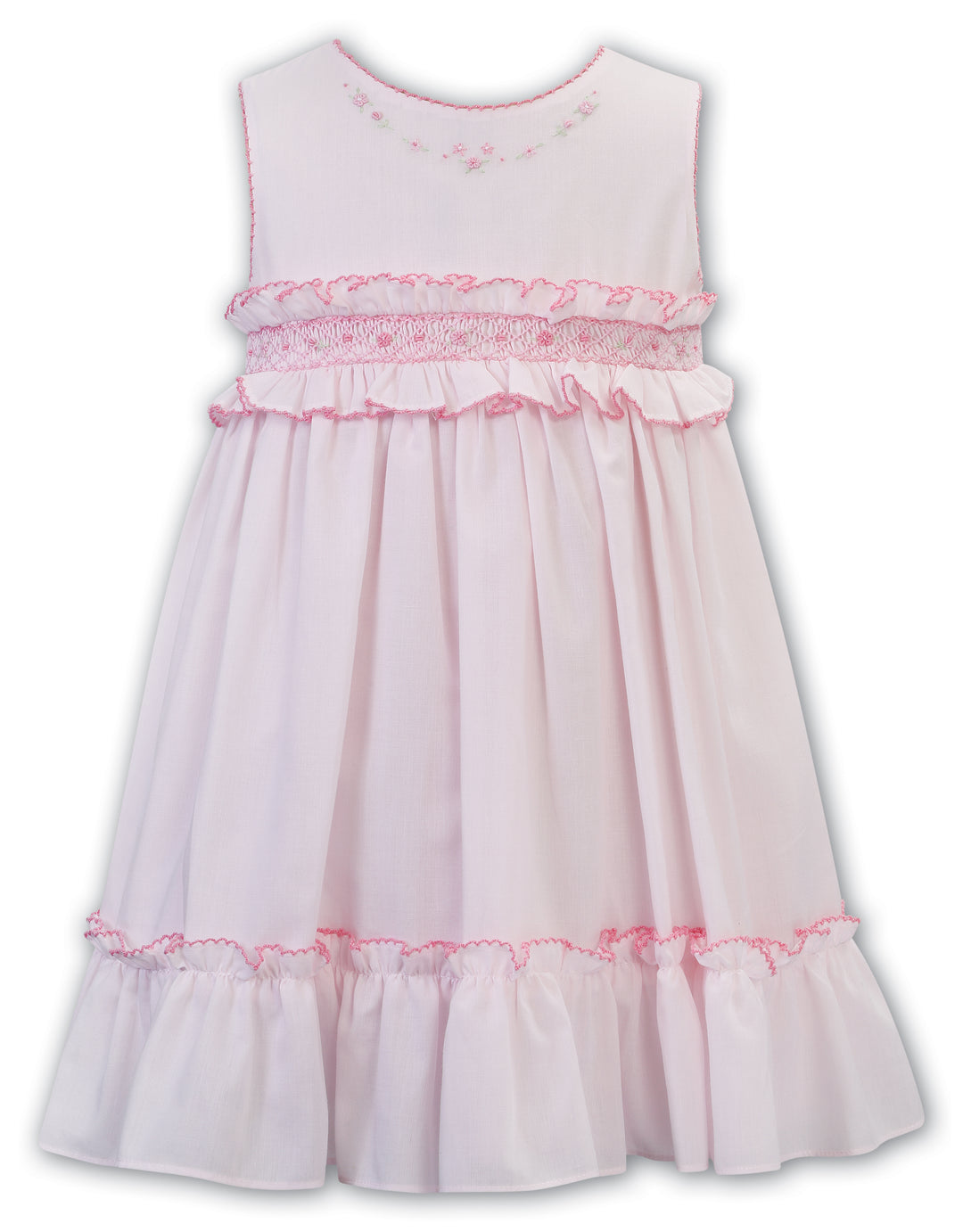 Sarah Louise Pink Smocked Sleeveless Dress - 012626