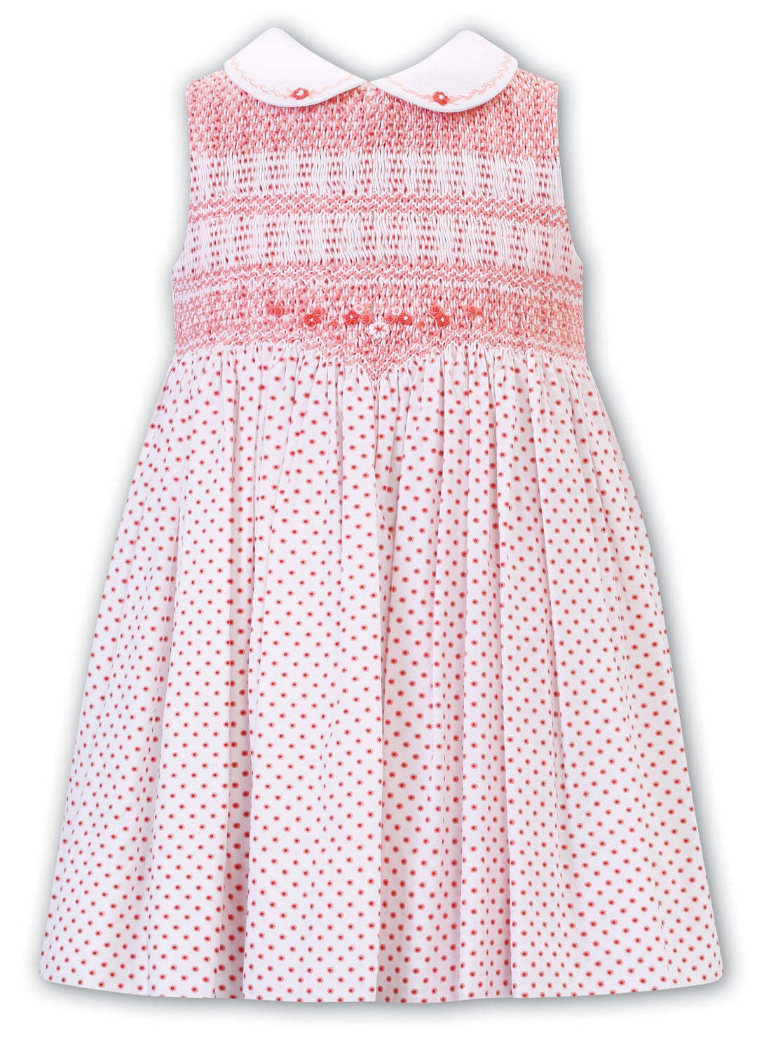 Sarah Louise Hand Smocked Sleeveless Spot Dress - 012949