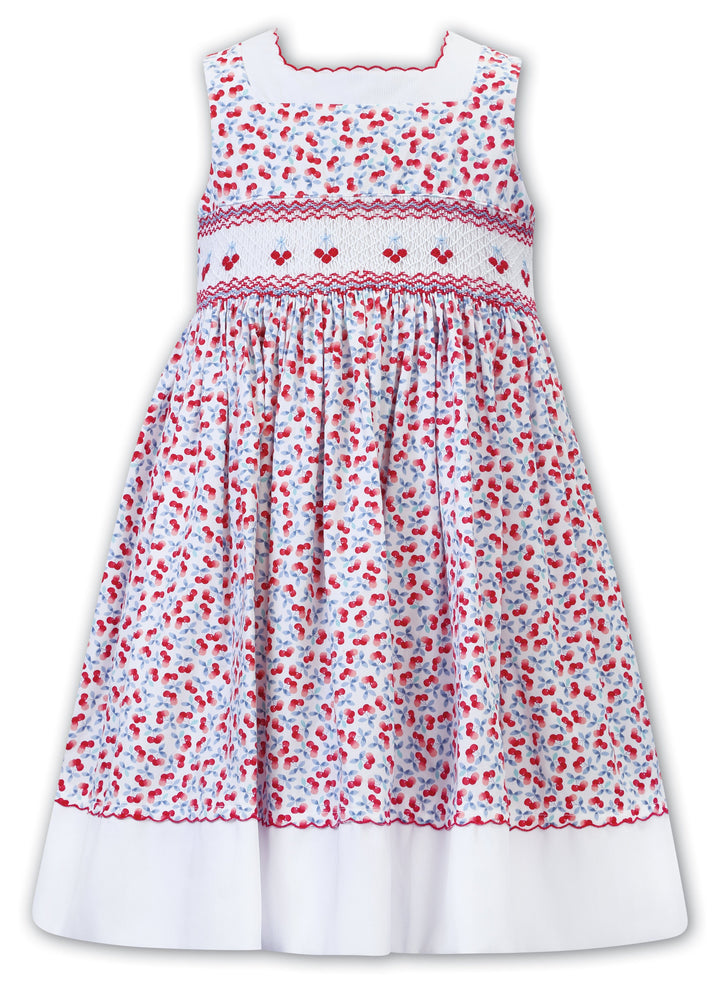 Sarah Louise Cherry Print Hand Smocked Dress - 012959