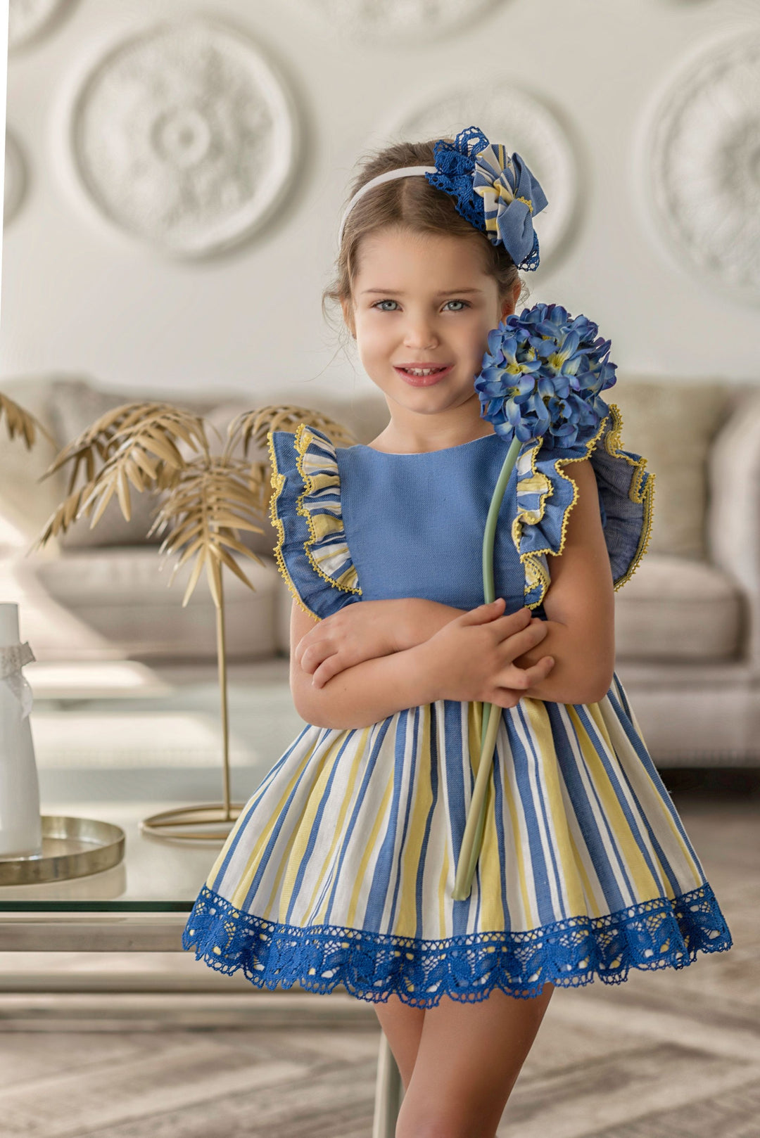 Miranda Blue Yellow Striped Dress 0250