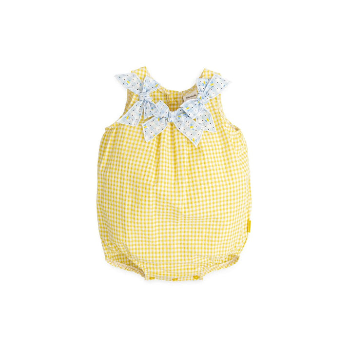 Tutto Piccolo Lemon check seersucker Romper Shortie