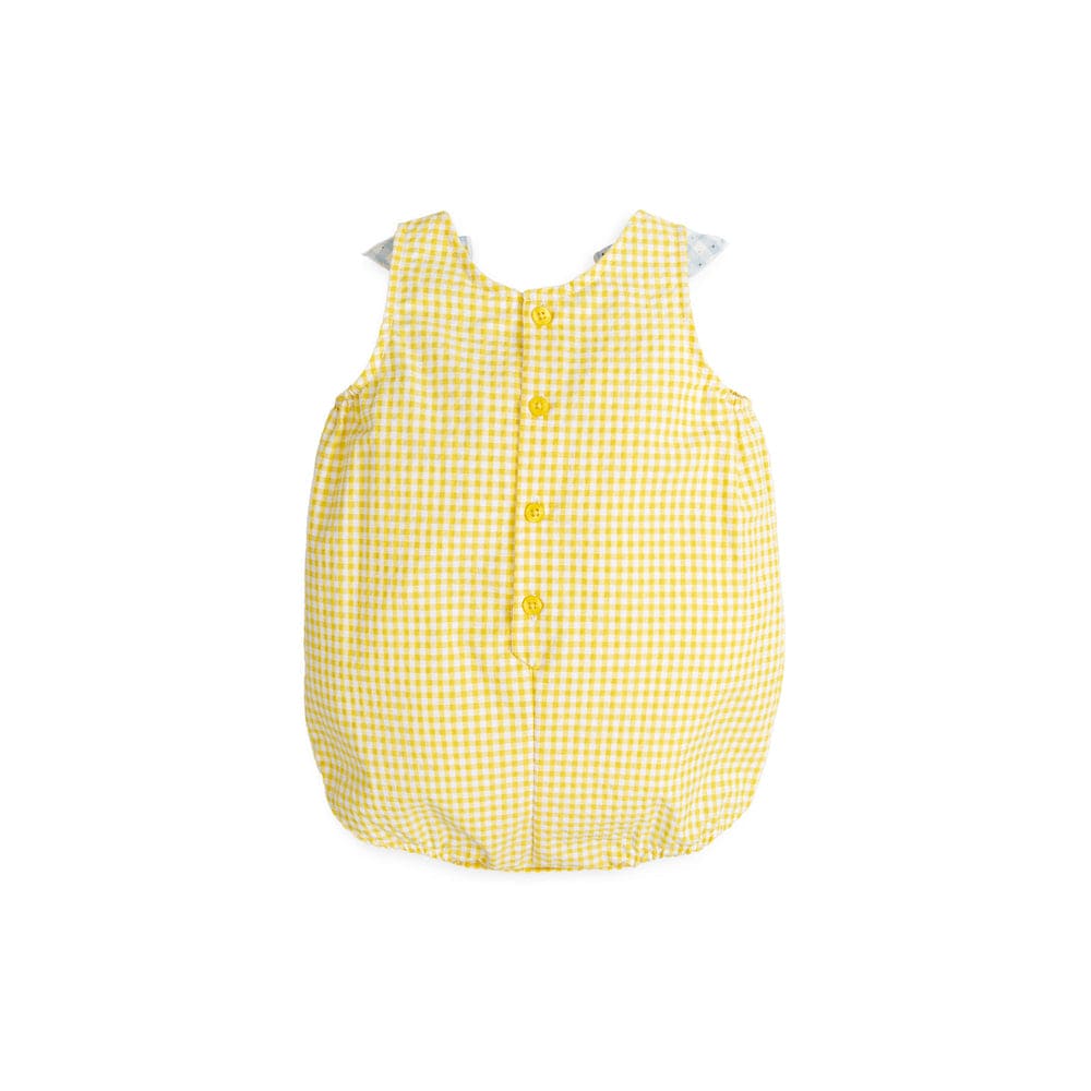 Tutto Piccolo Lemon check seersucker Romper Shortie