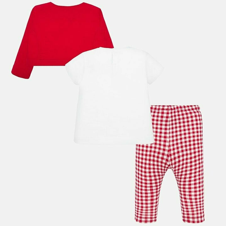 Mayoral  1706 Red Jacket and gingham leggings set for baby girl Summer