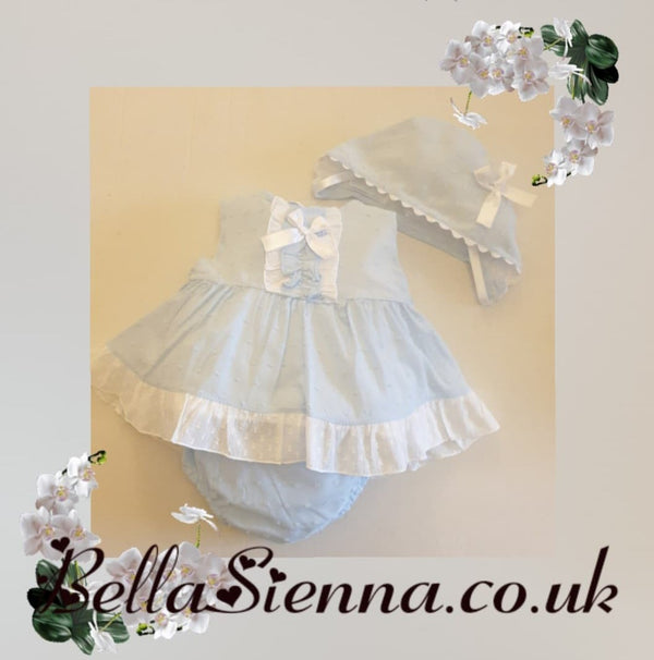 Eva Class Spanish Baby Blue Dress Set With Ruffles And Bow