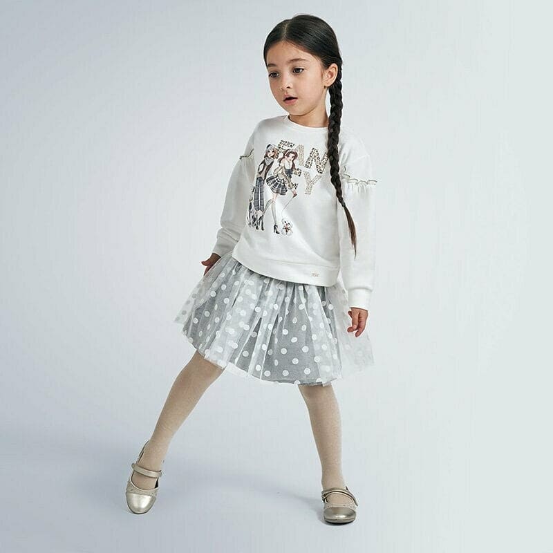 Mayoral Tulle Skirt Set 4993 Grey Spot