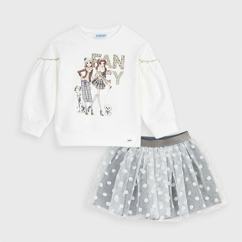 Mayoral Tulle Skirt Set 4993 Grey Spot
