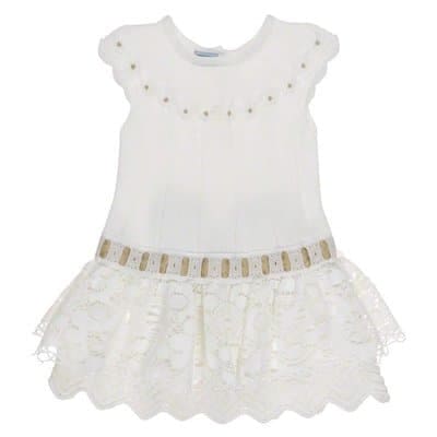 Carmen Taberner Girls Stunning Fine Knitted Summer Dress With Bow 6125