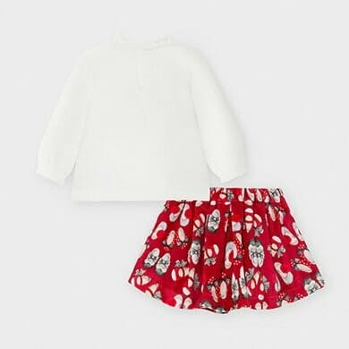 Mayoral Shoe Print Skirt Set Red