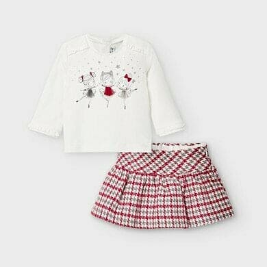 Mayoral Houndstooth print skirt Set