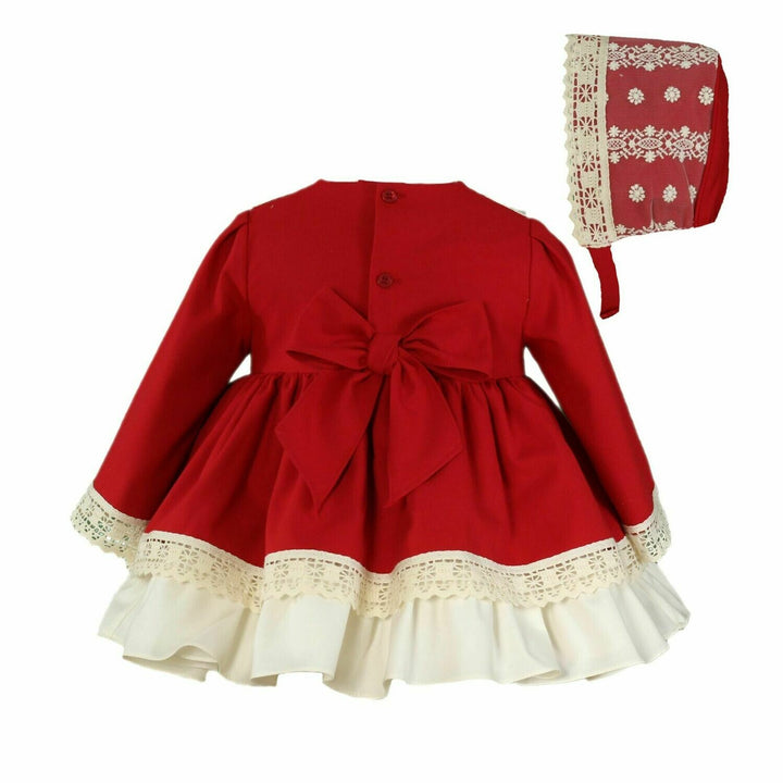 Miranda Red/Ivory Christmas Dress & Bonnet Set 0150