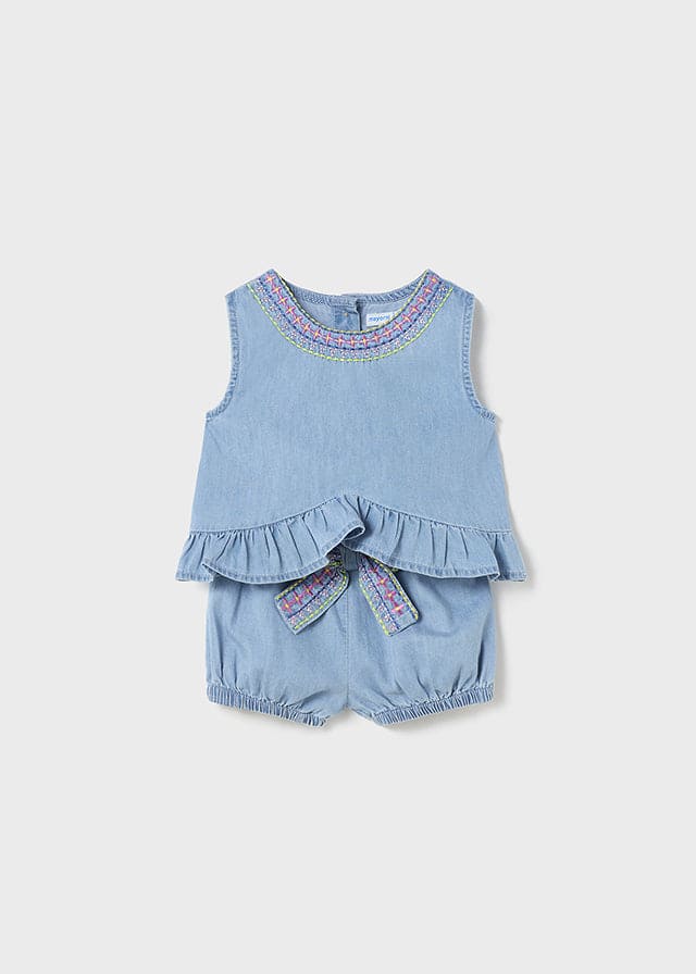 Mayoral Baby Girls Blue Denim Short Set 1275