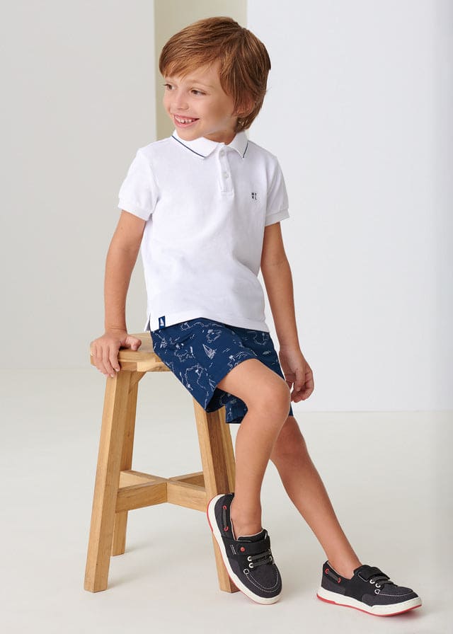 Mayoral Boys White And Navy Smart Short Set - 3241