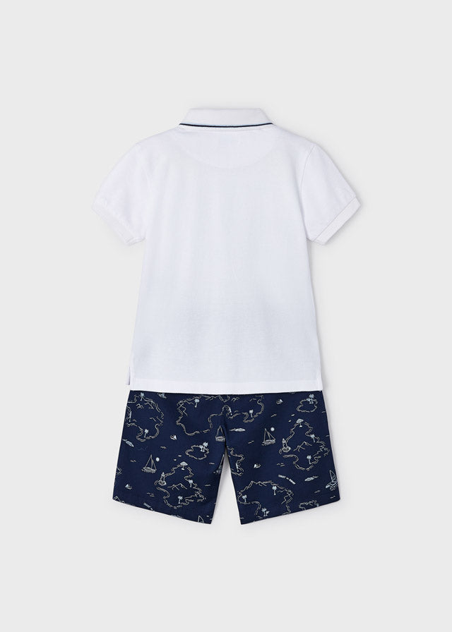 Mayoral Boys White And Navy Smart Short Set - 3241