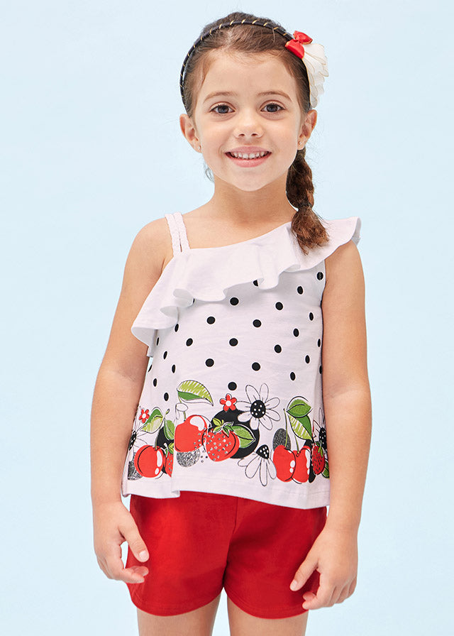 Mayoral Girls Strawberry & Cherry Short Set  - 3218