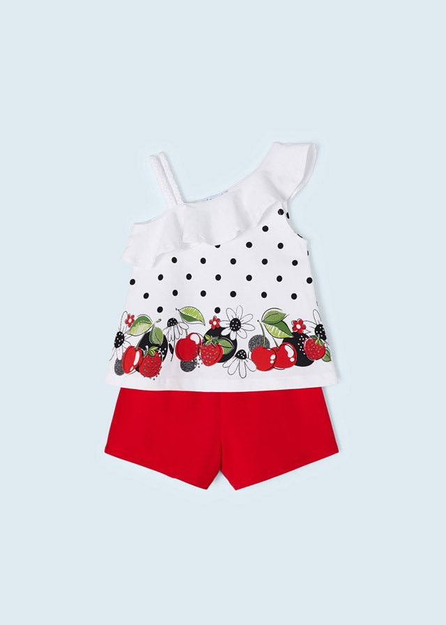 Mayoral Girls Strawberry & Cherry Short Set  - 3218