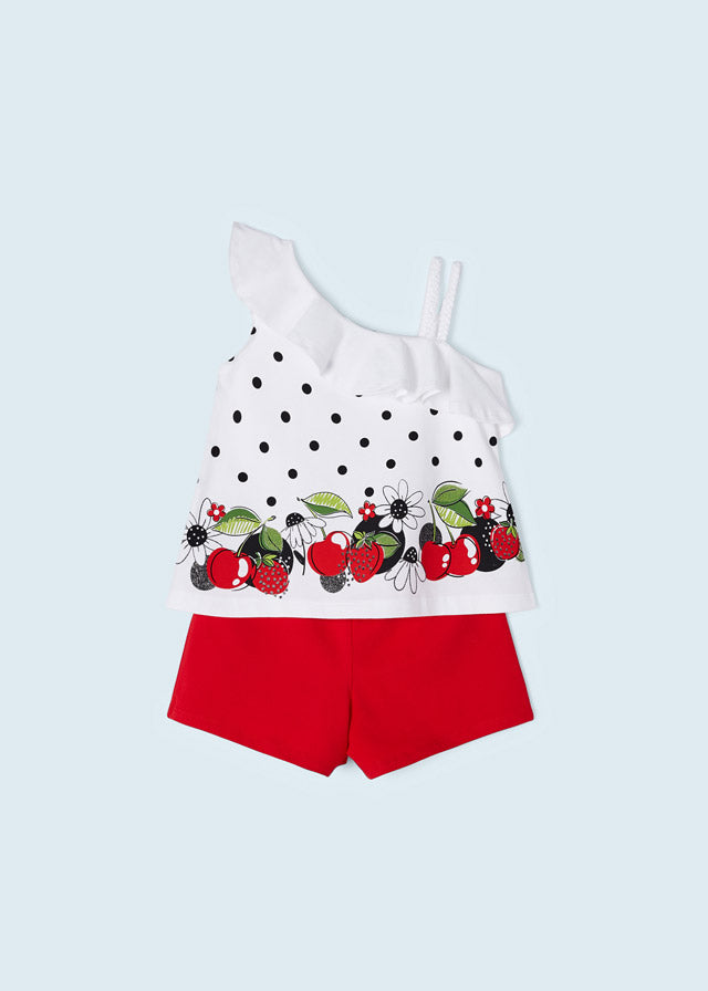 Mayoral Girls Strawberry & Cherry Short Set  - 3218