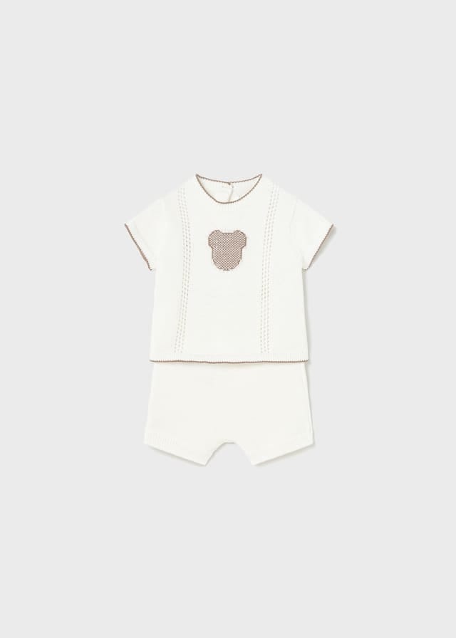 Mayoral Ivory 2 piece sustainable cotton knit set - Unisex - 1251