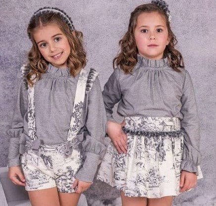 Babine Grey/Cream/fur trim Short Set Babine