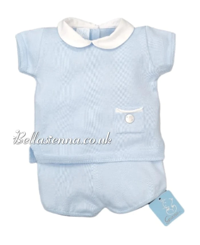 Granlei Boys Blue Fine Knitted Shorts Set -219MC