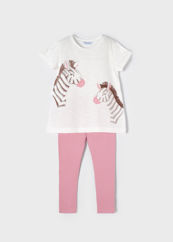 Mayoral Zebra Print Leggings Set - Blush - 3756