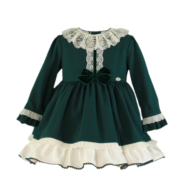 Miranda Bottle Green Puffball Dress - 227 - V