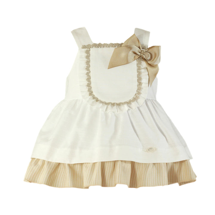 Miranda Shorts Set  - 0229 - White & Beige With Bow Detail