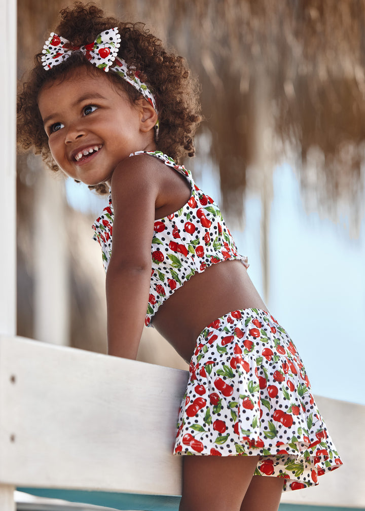 Mayoral Baby Girls Strawberry & Cherry Print Short/Skort Set With Matching Headband 1279