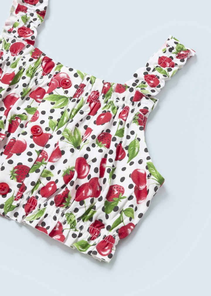 Mayoral Baby Girls Strawberry & Cherry Print Short/Skort Set With Matching Headband 1279