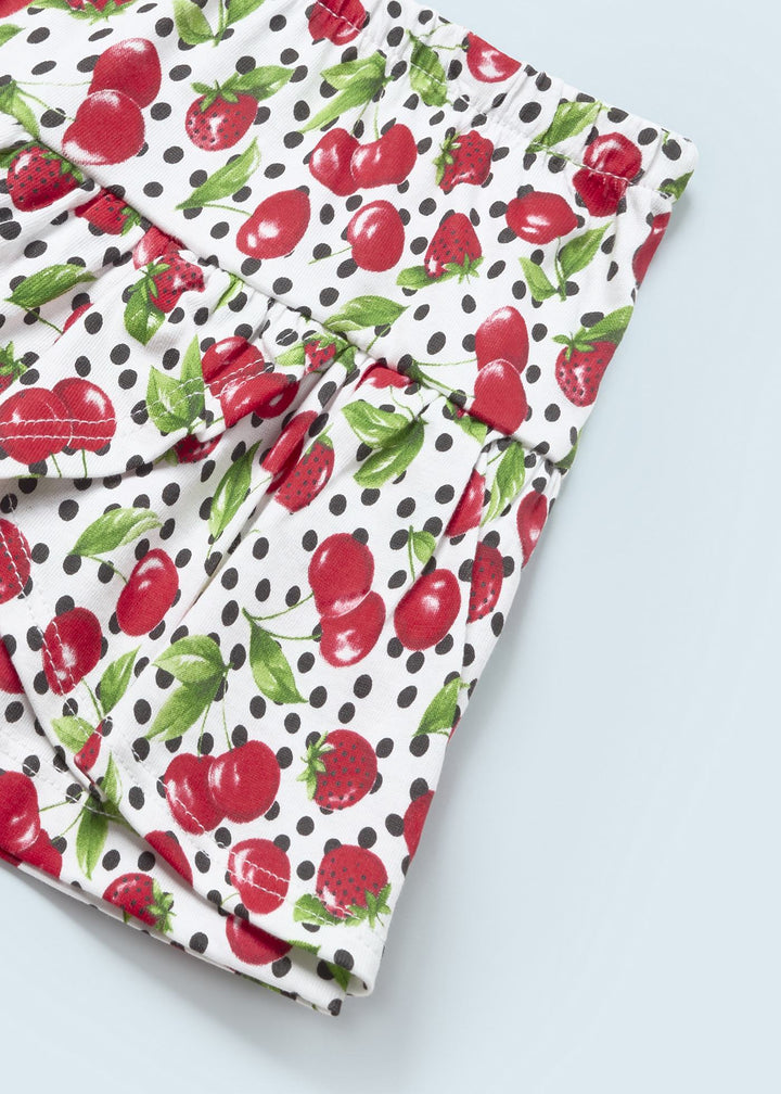 Mayoral Baby Girls Strawberry & Cherry Print Short/Skort Set With Matching Headband 1279