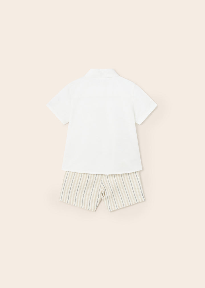 Mayoral Boys Ivory And Beige Linen Smart Short Set 1295