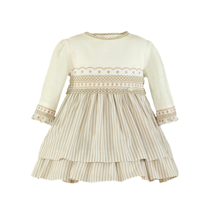 Miranda Beige & Ivory Dress With Sleeves - 233/V