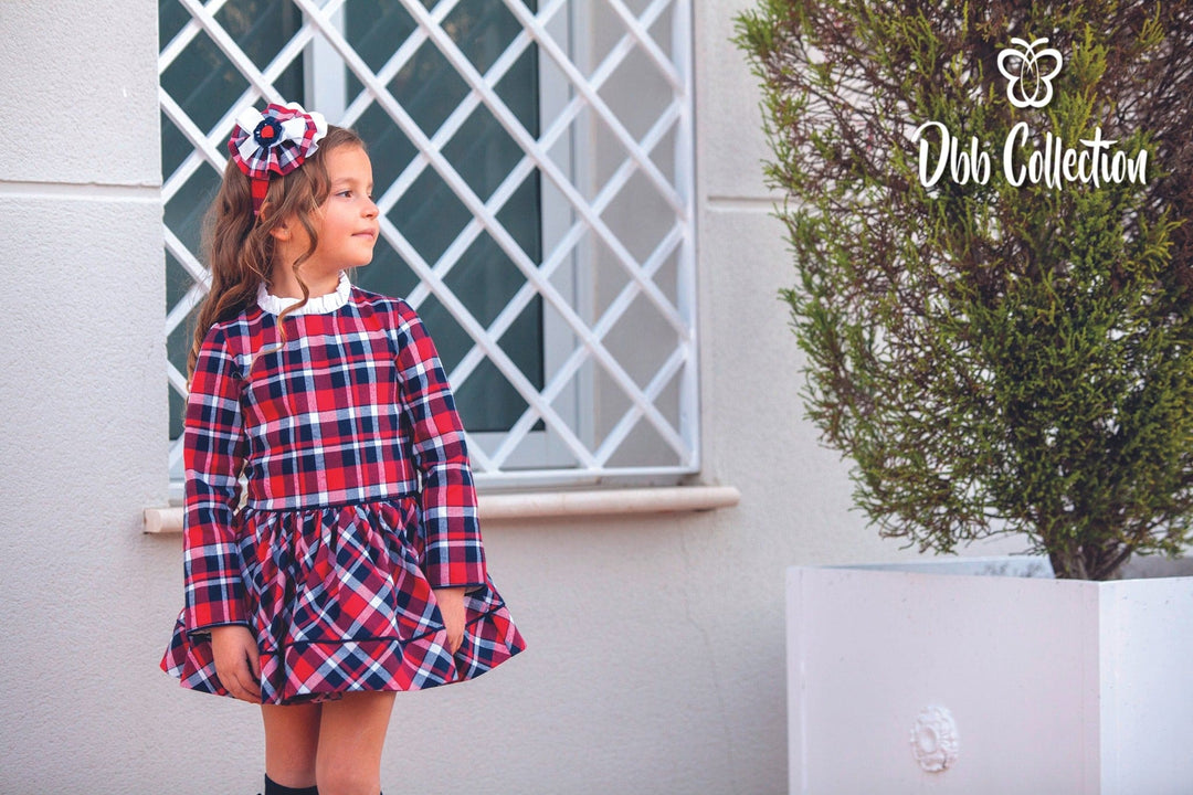 Dbb Collection Navy, Red & White Tartan Dress - 08503