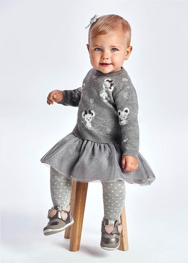 Mayoral Cute Girls Knitted Two Piece Dress Set 2923