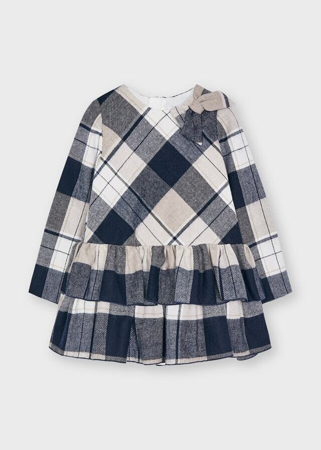 Mayoral *Navy & Beige Tartan Dress With Bow Winter  4914