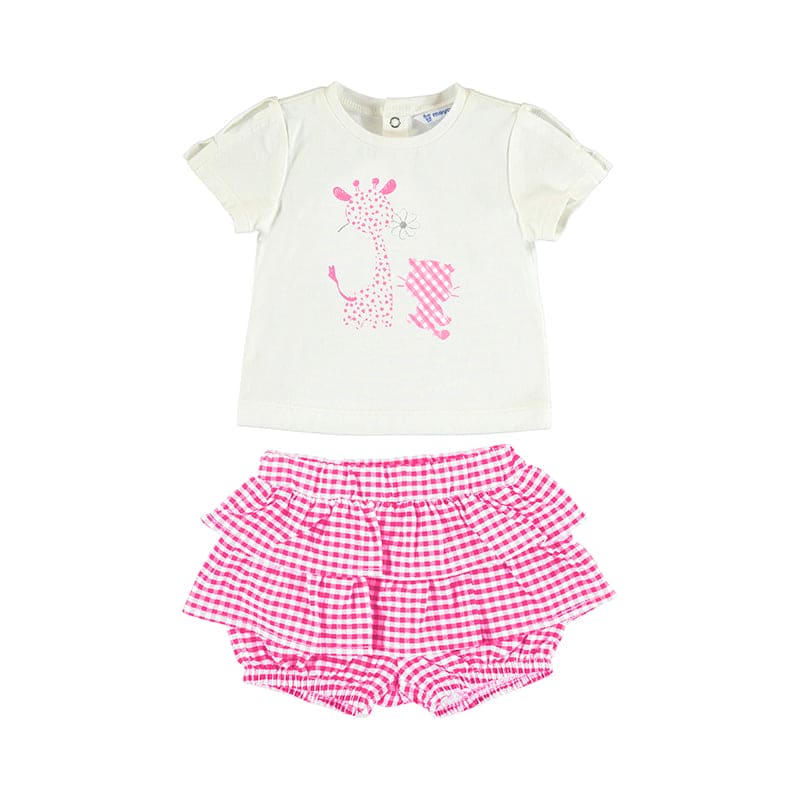 Mayoral Gingham Short Set - 1247 - Summer - Camelia Pink