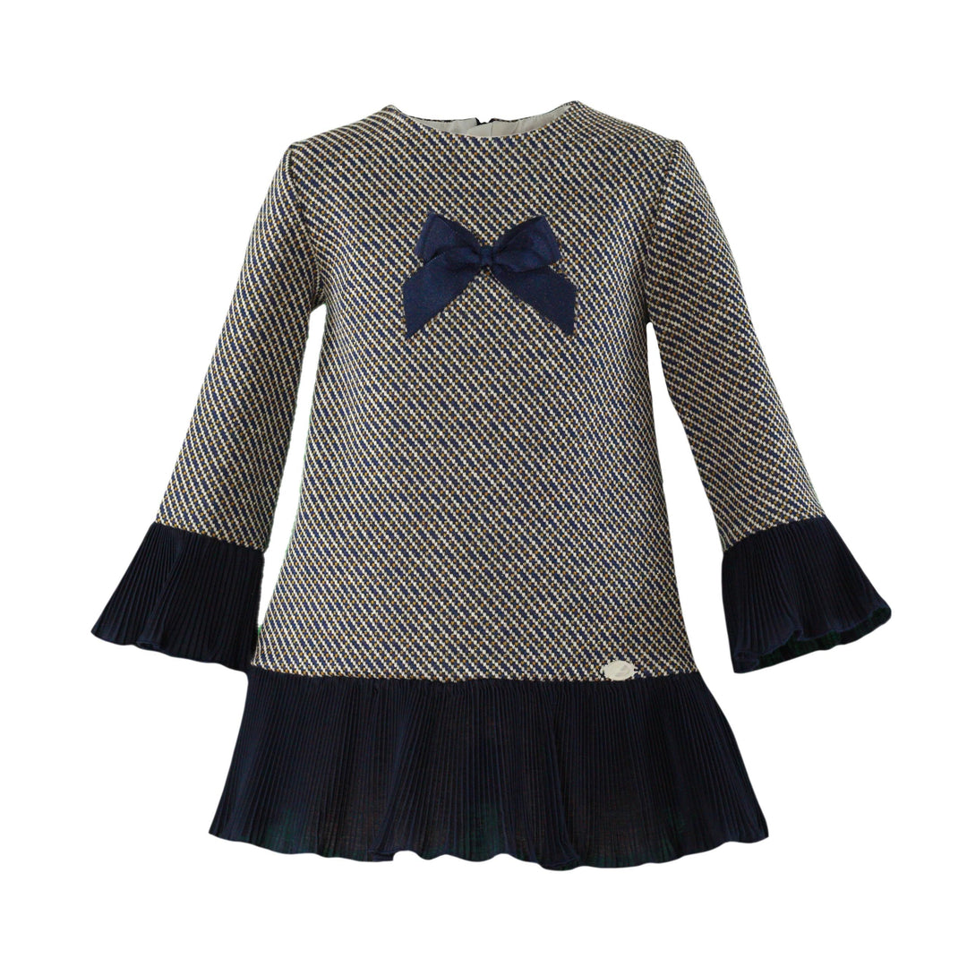 Miranda Winter Girls Dress Navy & Camel/Gold - 0260