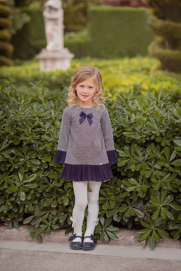 Miranda Winter Girls Dress Navy & Camel/Gold - 0260