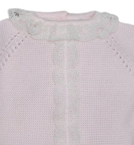 Mac ilusion Three Piece fine Knitted Outfit For Newborn Baby Girl 8029 Rosa