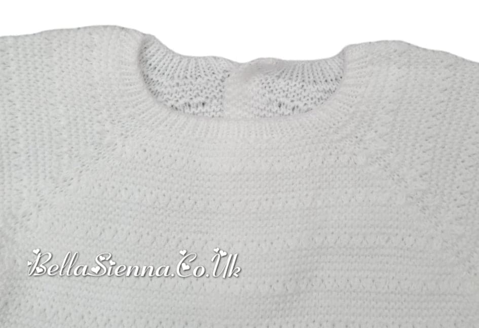 Mac Illusion Newborn Unisex White Knitted  Three Piece Outfit 7802  WHITE