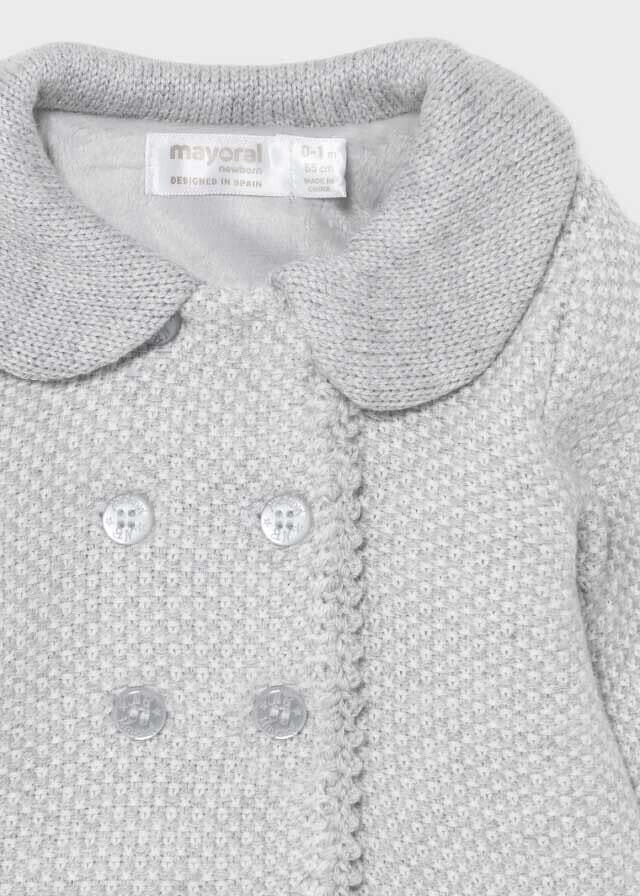 Mayoral Woven coat with bonnet for newborn girl 2403