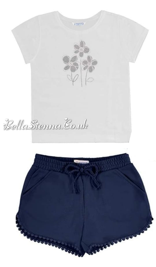 Mayoral short set -  174 - Summer - White & Navy