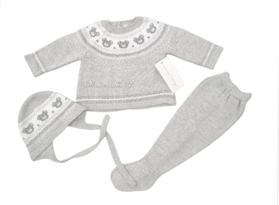 Martin Aranda Newborn Grey Knitted 3 Piece Teddy Bear Set - Winter - 004-10066