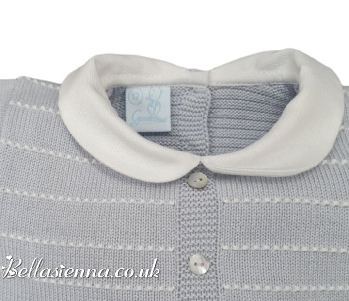 Granlei Baby Boys Fine Knitted Summer Grey Romper/Shortie 122183